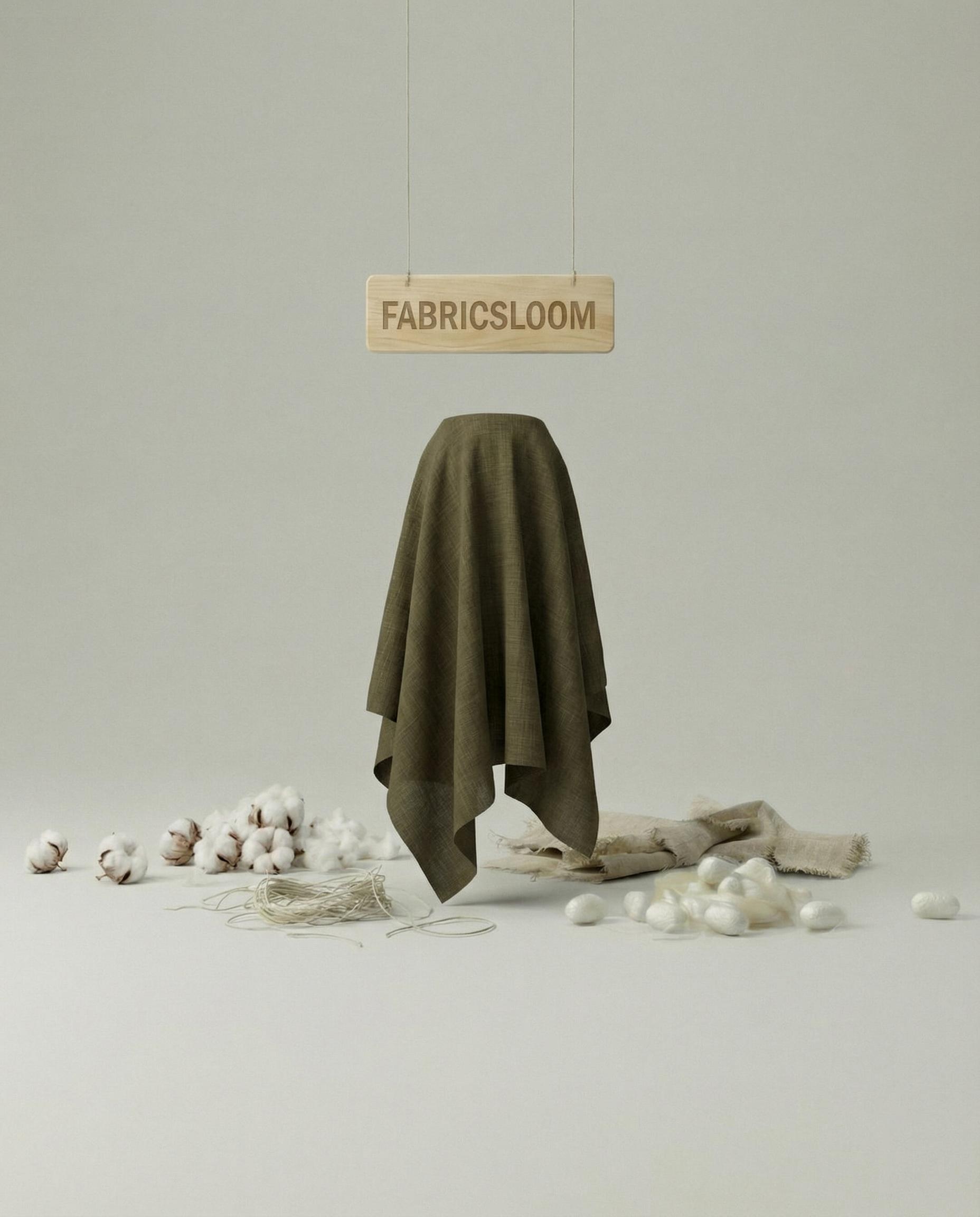 100% natural fancy linen fabric, solid dark khaki, 155 cm wide, high quality