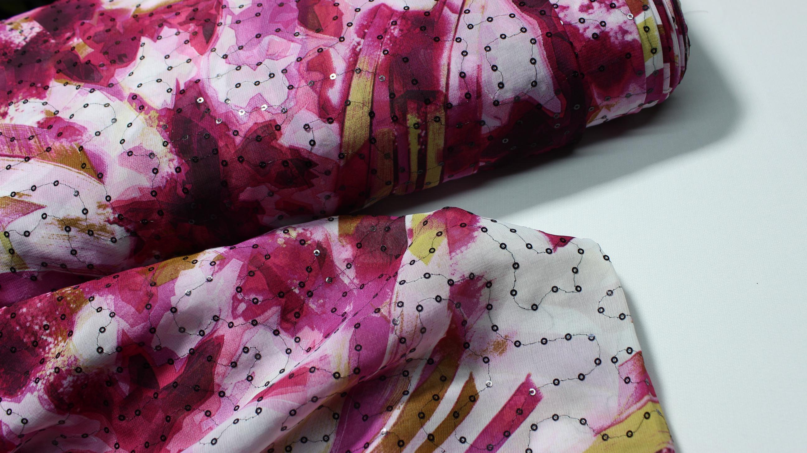 Chiffon Fabric - Sequin pattern Elegant, Soft and Sheer for Dresses, Scarves, Decor : DESİGN