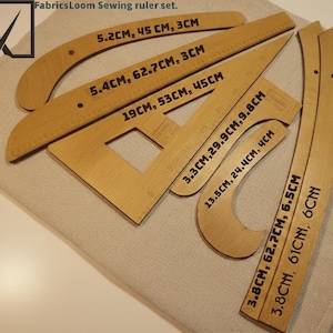 Wooden Sewing Ruler Set, Curve Rulers, Pattern Making Tools 7 pieces image 4