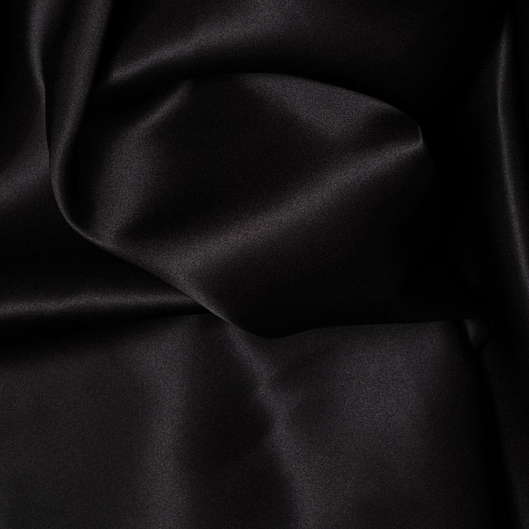 Black Silk Satin Fabric – 100% Silk, 140 cm, Soft and Lightweight. (Min. 2 meters)
