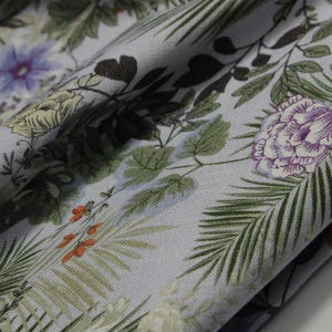Floral Design Linen Fabric - 100% Natural,Quality, Breathable, and Eco-Friendly -Ideal for Clothing, Home Textiles and Crafts, Free Position