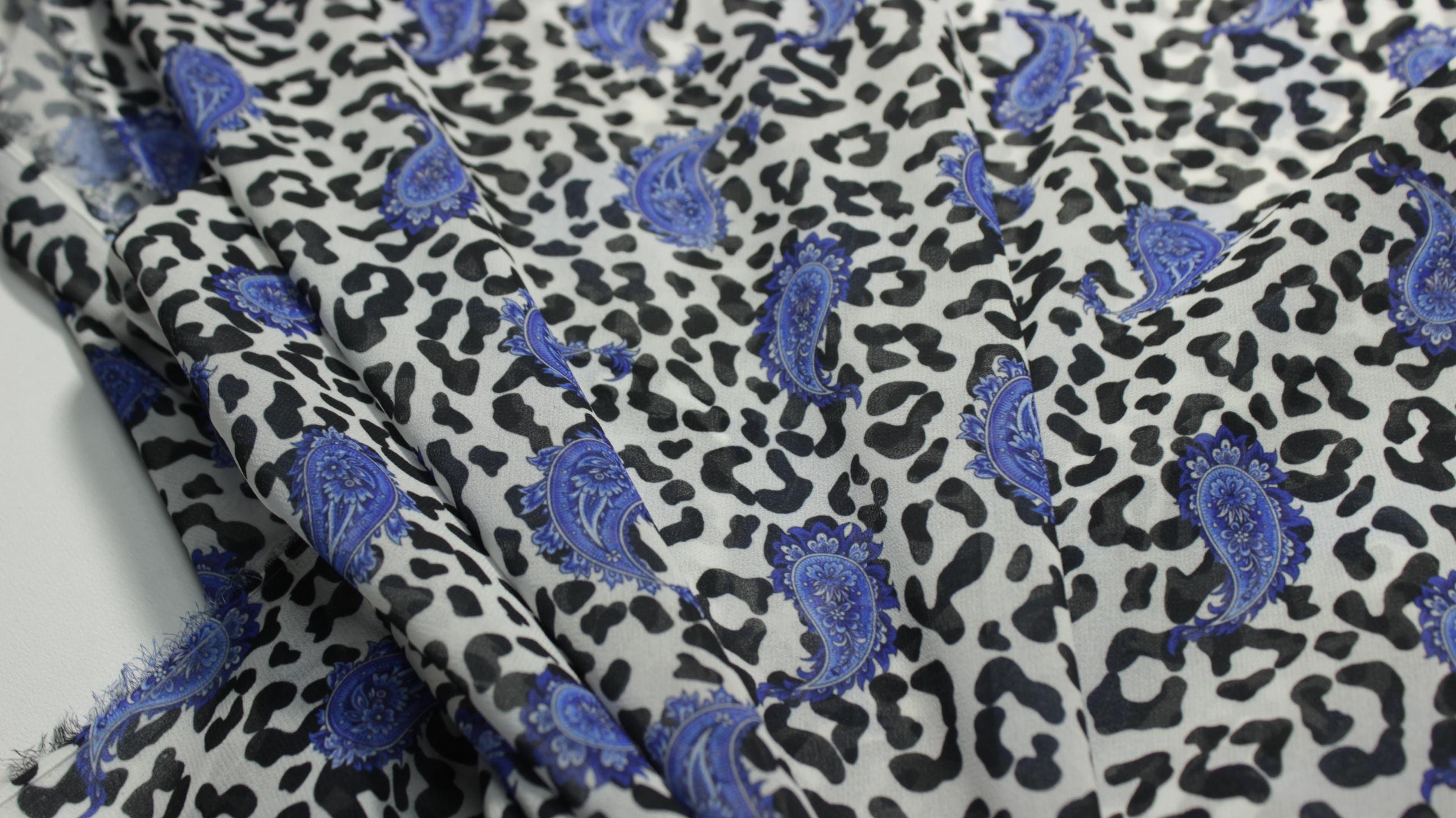 Paisley Leopard Chiffon Fabric - Soft Sheer Material