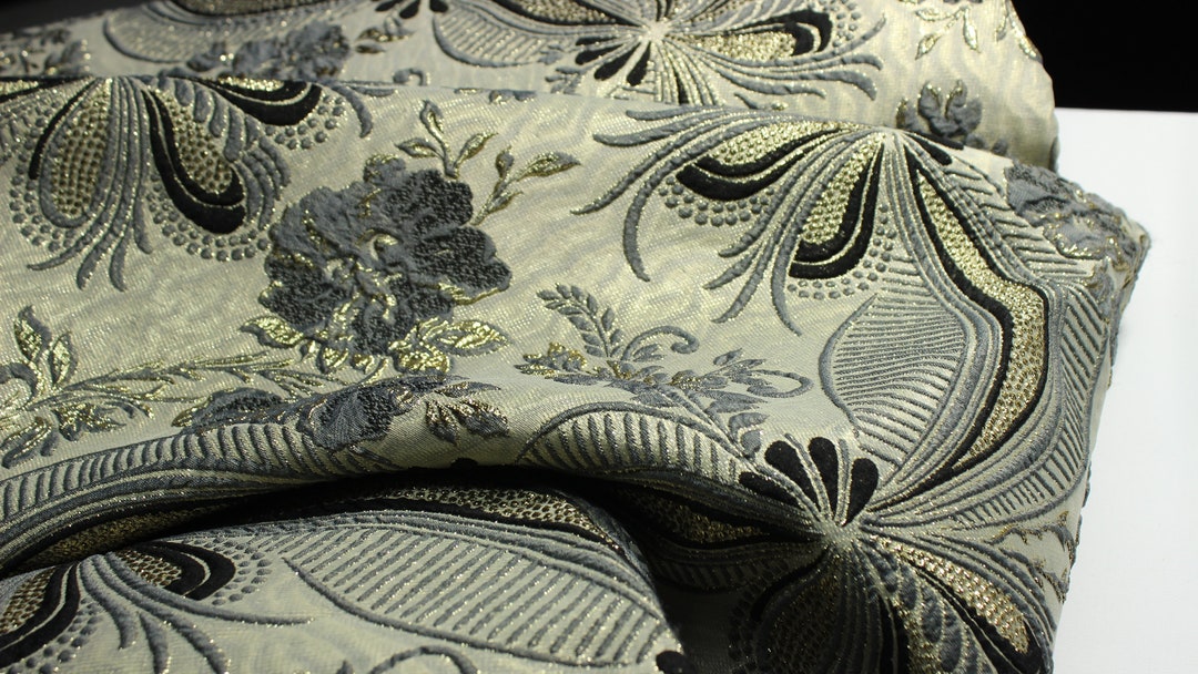 Elegant Gold And Silver Floral Brocade Fabric made In Turkey Etsy elegant-gold-and-silver-floral-brocade-fabric-made-in-turkey-etsy