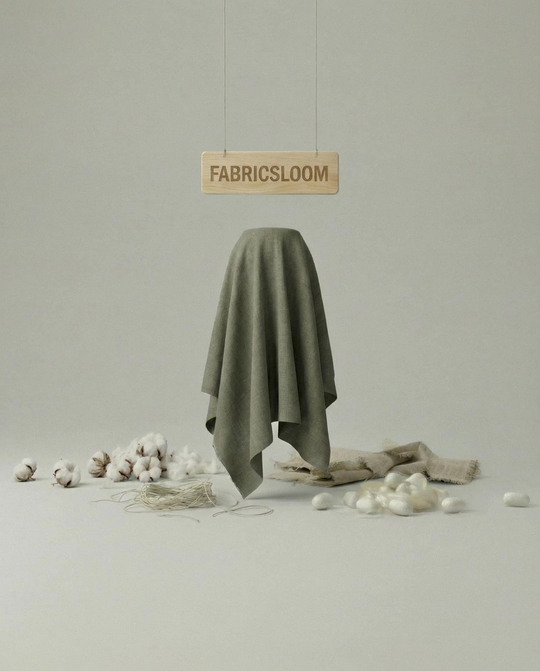 Linen fabric, olive green, 143 cm width, high quality