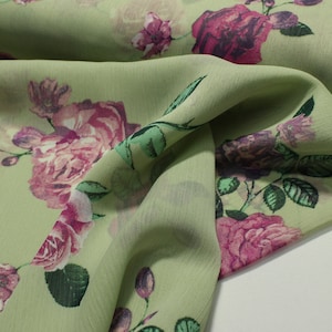 Floral Chiffon Fabric - Elegant, Soft and Sheer for Dresses, Scarves, Decor : DESİGN