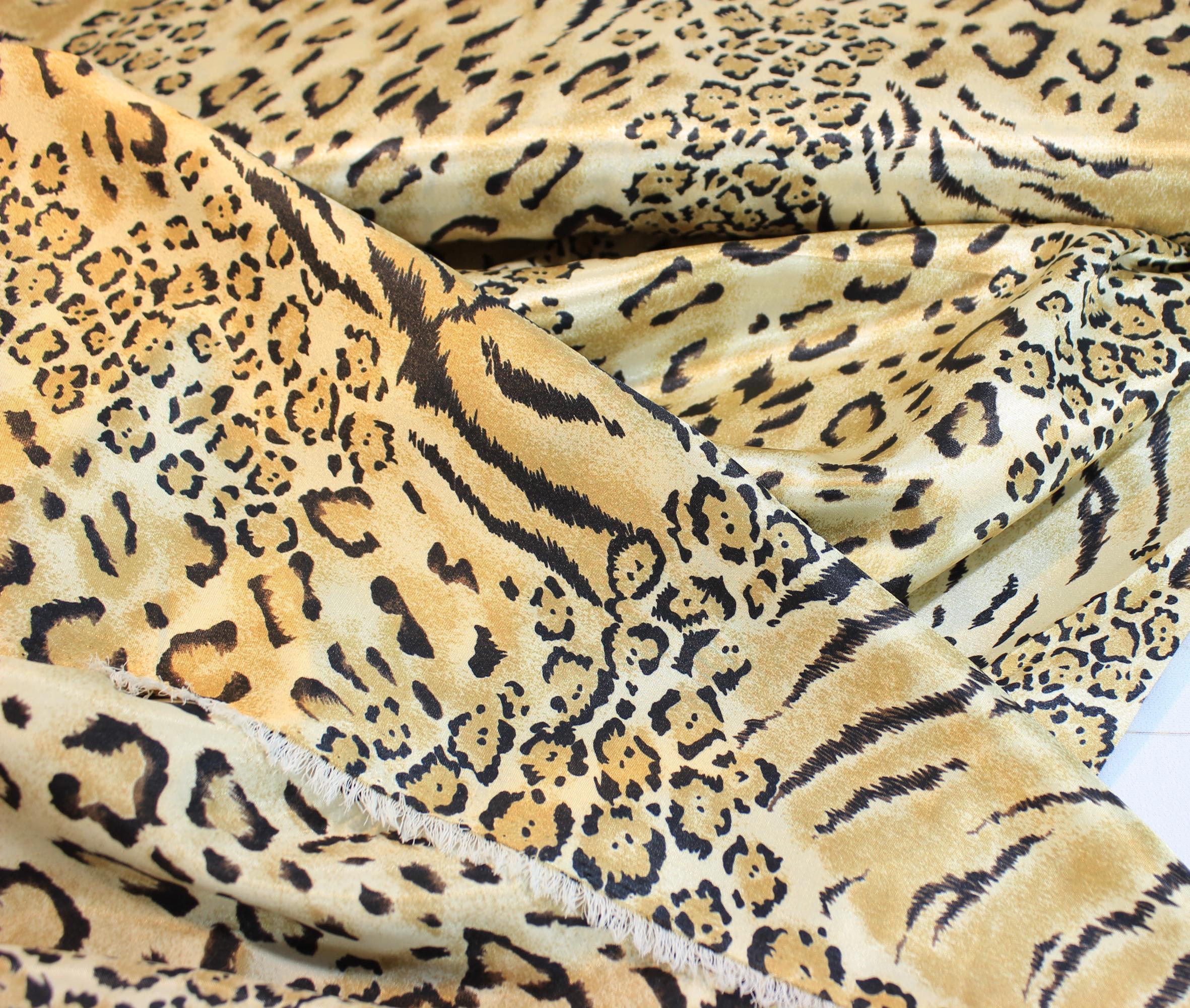 Leopard Print Satin Fabric – 150cm Wide, High Quality Polyester