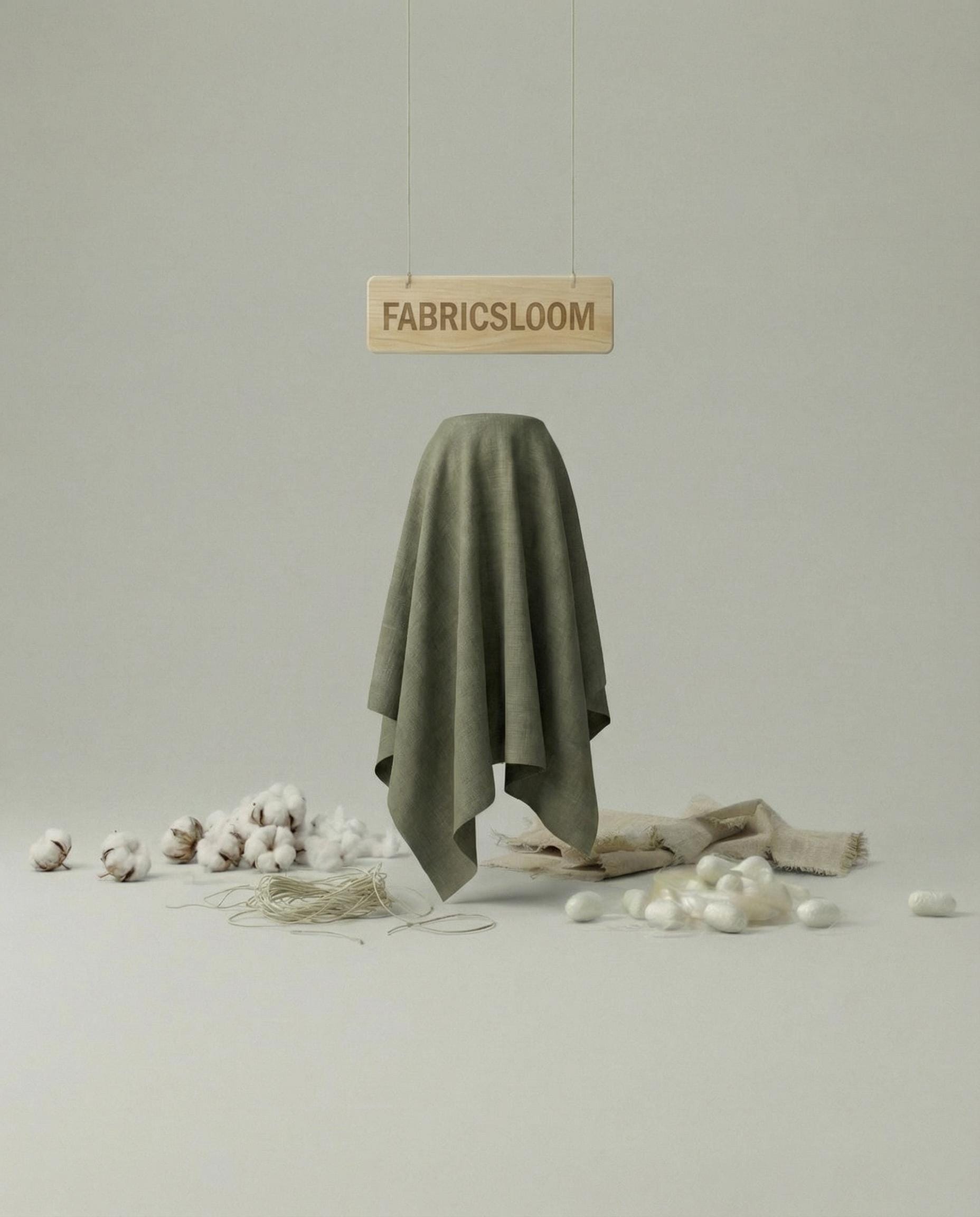 Linen fabric, olive green, 143 cm width, high quality