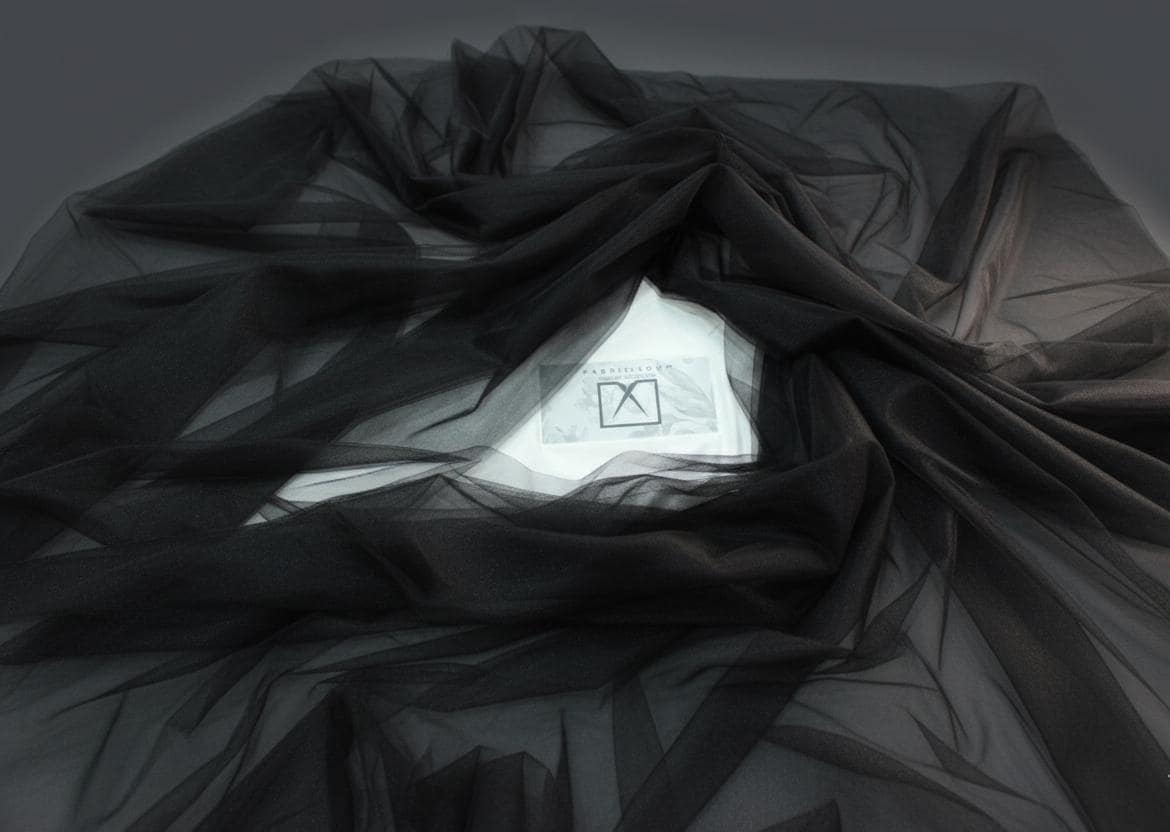 Soft Black Illusion Tulle Fabric by the Yard, 118" Wide Tulle for Gowns, Gothic & Decor
