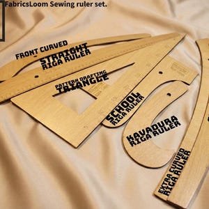 Wooden Sewing Ruler Set, Curve Rulers, Pattern Making Tools 7 pieces image 2