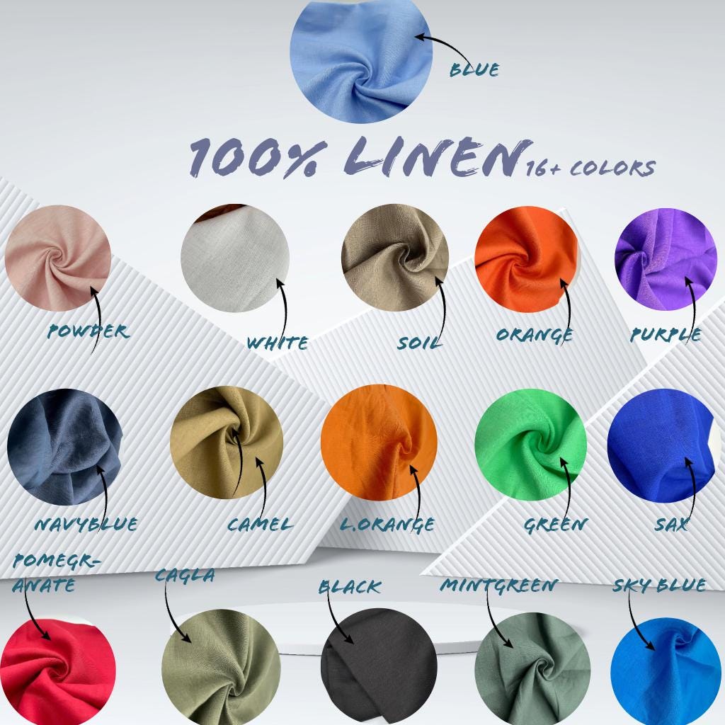 Pure Linen Fabric -100% Natural, High quality, Breathable, and Eco-Friendly - Ideal for Clothing, Home Textiles and Crafts Choose Colors(16)