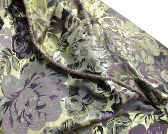 Floral Brocade Fabric, Gold, Black, and Purple, Formal Wear