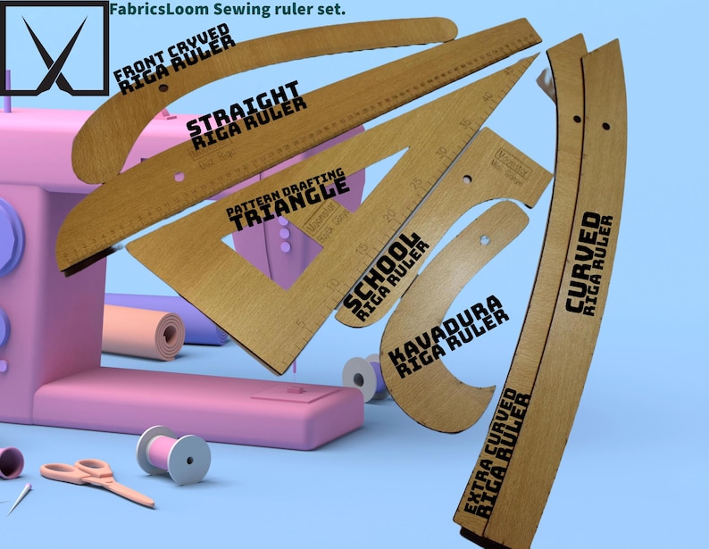 MDF Sewing Ruler Set, 7 PCS, Curve Rulers, Natural Wood Rulers, Sewing ...