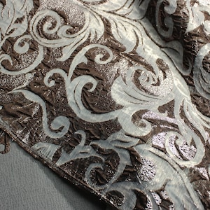 Elegant Scrollwork Metallic Brocade Fabric (Made in Turkey)