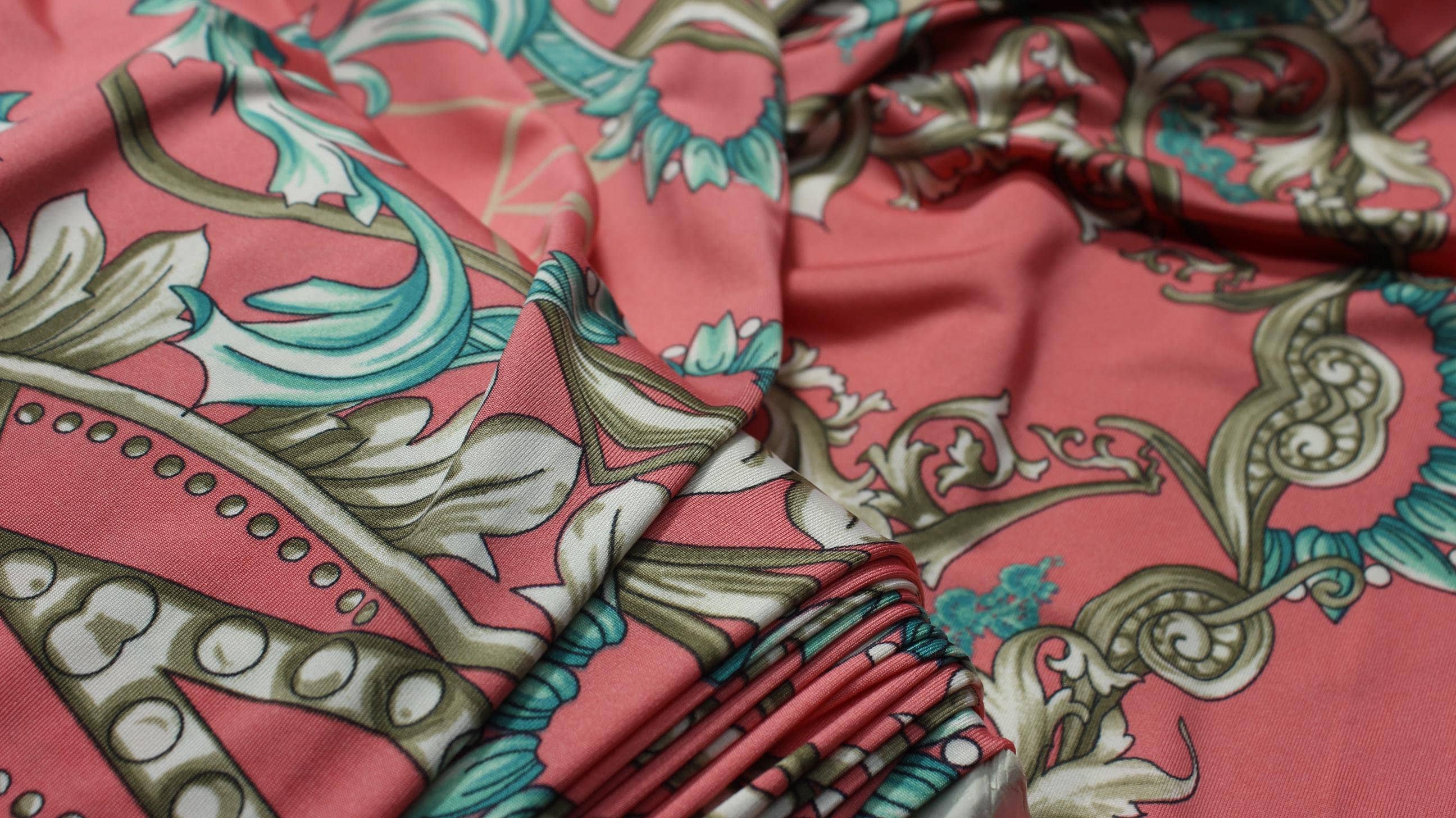 Floral Polyester Blend Fabric: Stretchy Draped Material, 59" Wide