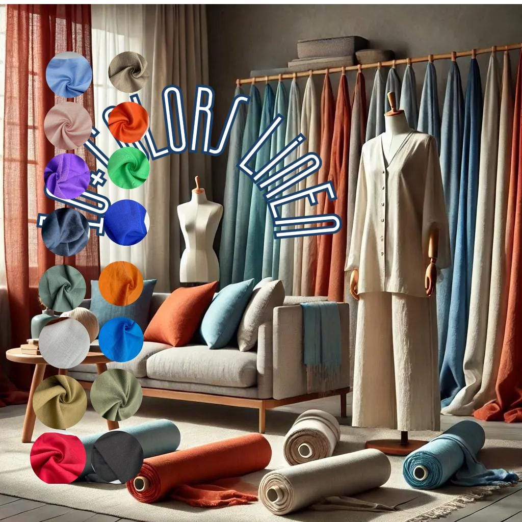 Pure Linen Fabric -100% Natural, High quality, Breathable, and Eco-Friendly - Ideal for Clothing, Home Textiles and Crafts Choose Colors(16)