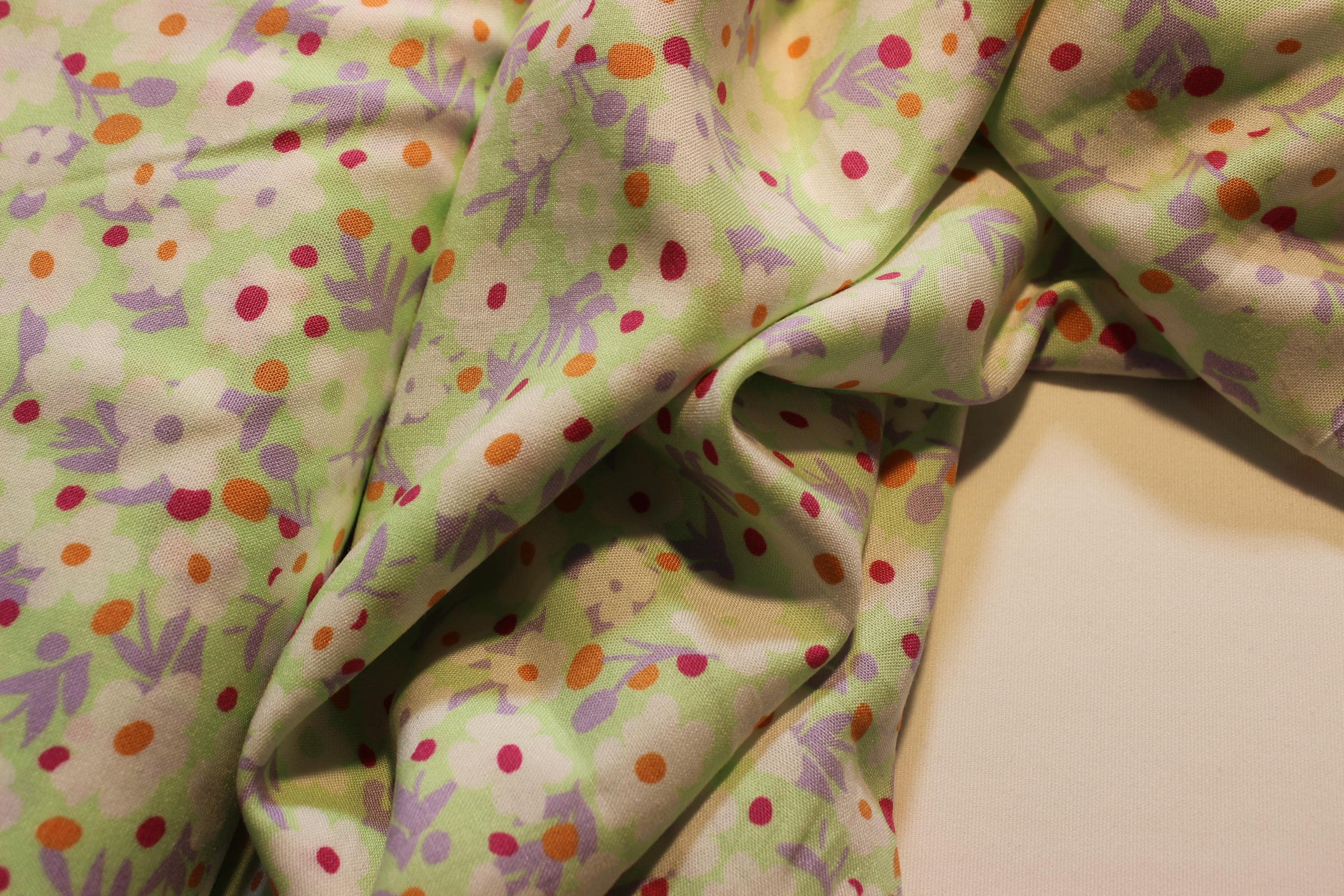 Ditsy Floral Viscose Fabric, Mint Green Rayon, 59" Wide