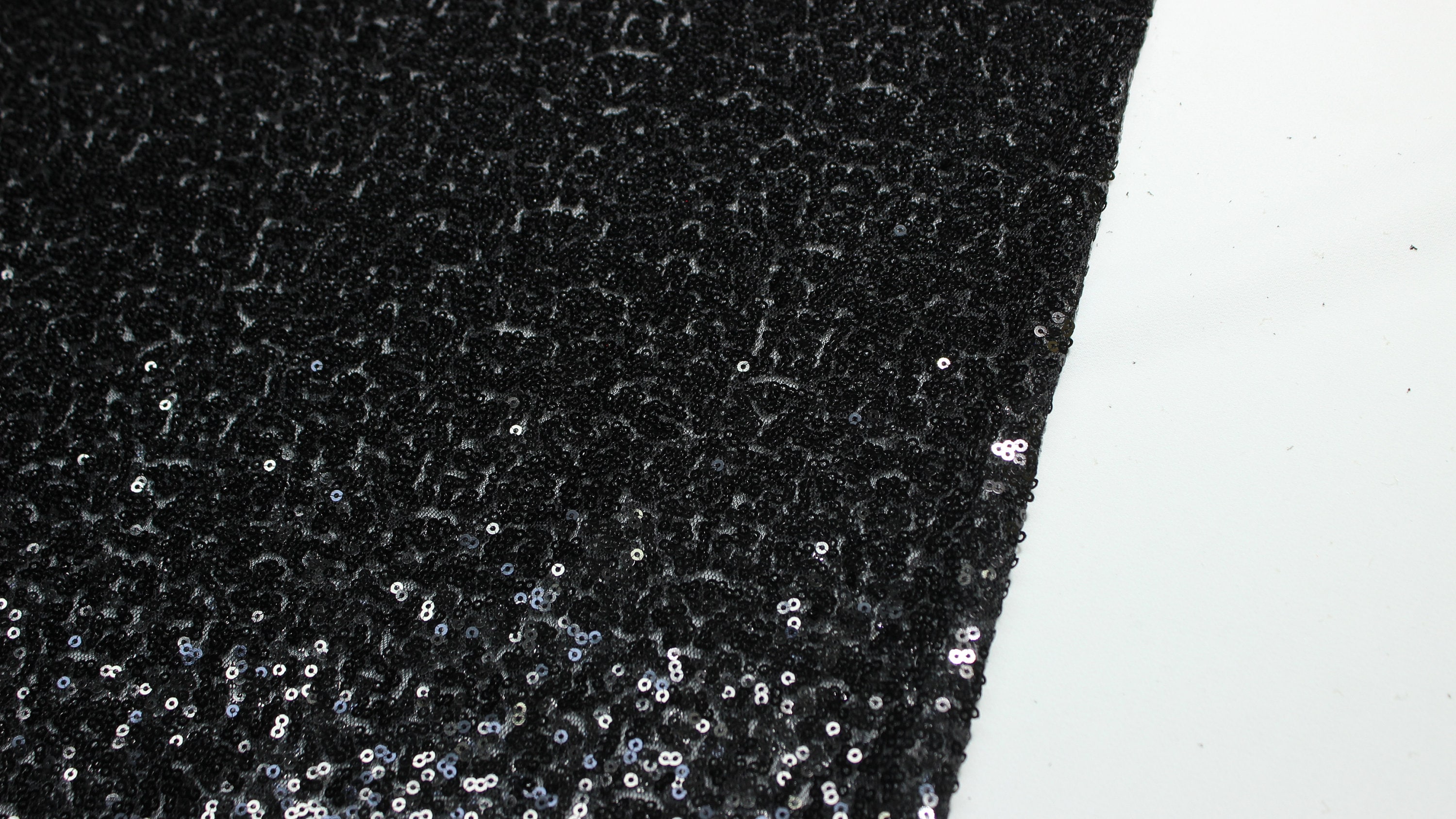 Black Sequin Fabric, Glitz Full Sequins on Mesh, Party Dress Decor