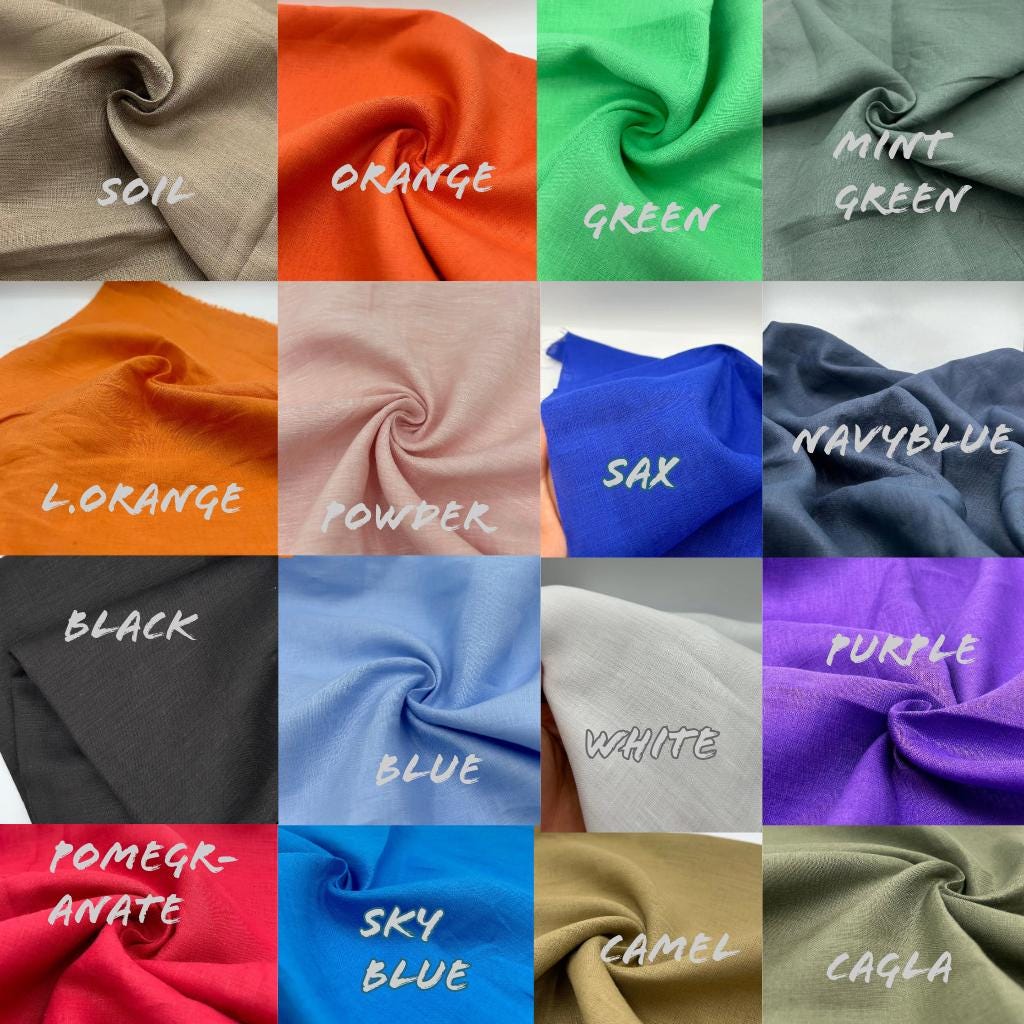 Pure Linen Fabric -100% Natural, High quality, Breathable, and Eco-Friendly - Ideal for Clothing, Home Textiles and Crafts Choose Colors(16)