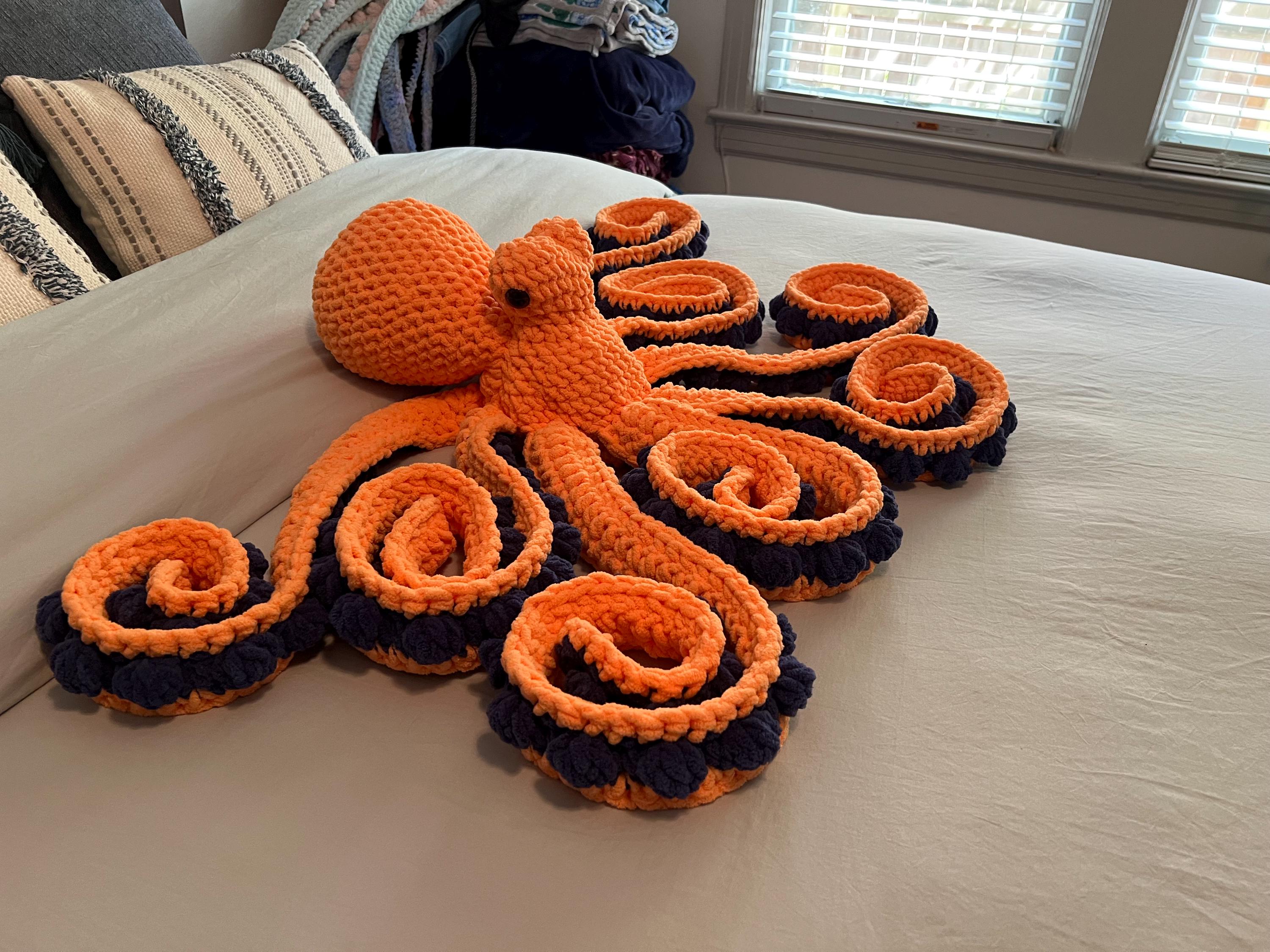 Versandfertig | Riesen Oktopus | Anker der Oktopus | Kuscheltier | Orange/Blau