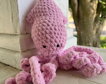 Versandfertig | Gehäkelter Tintenfisch Plüschi | Kuscheltier | Rosa