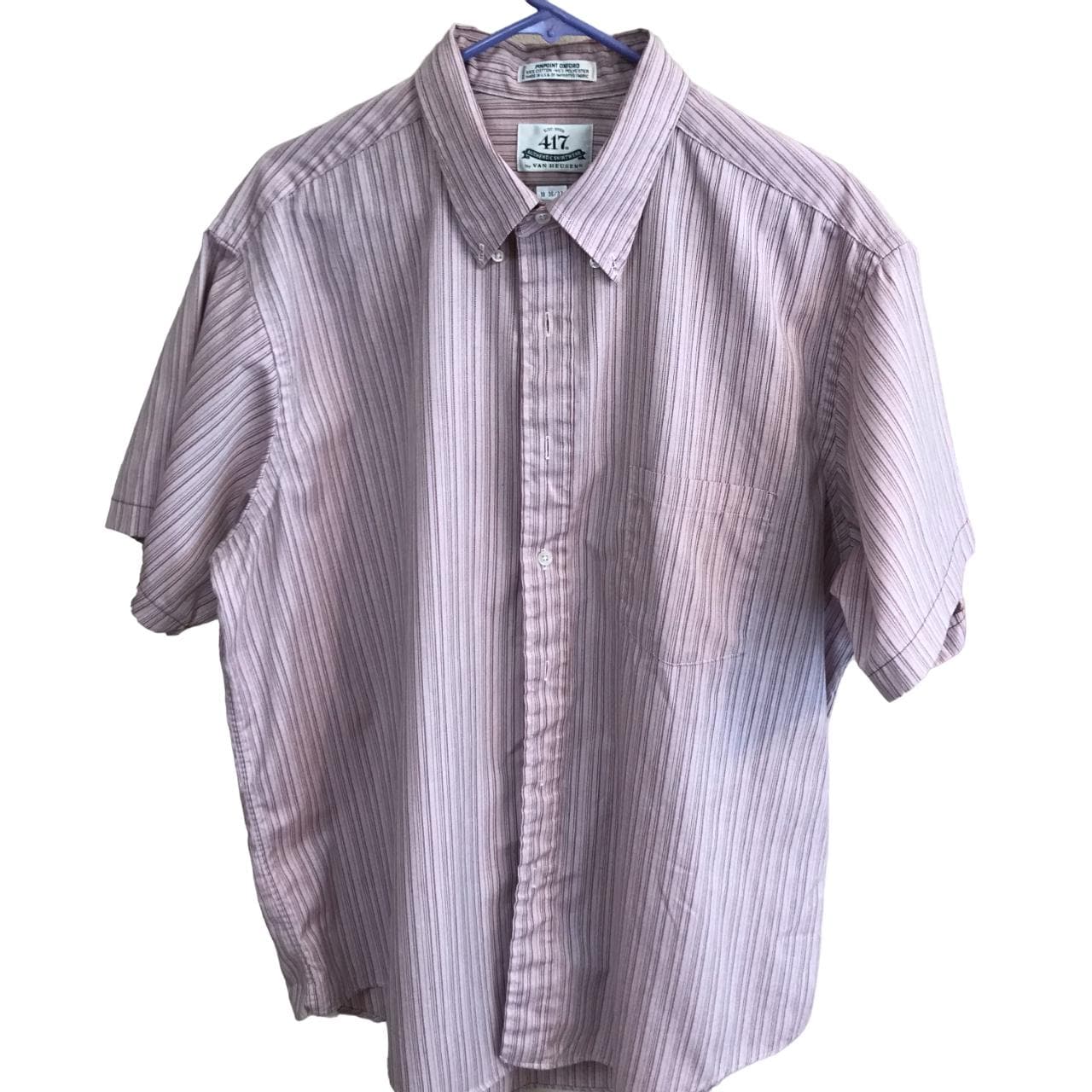 van heusen men's dress shirt regular fit pinpoint stripe Van Heusen Blue Dress Shirt Regular Fit Pinpoint Stripe Men's Size 15.5 32 / 33