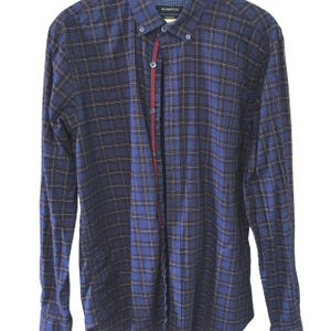 Vintage Purple Plaid Collar Shirt, Size Large - 90s Cotton Button Down VGMS