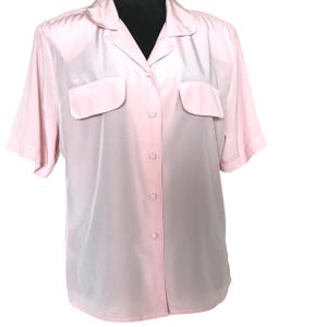 70s Pink Tunic Top: Vintage Size 12 Short Sleeve Blouse VBT