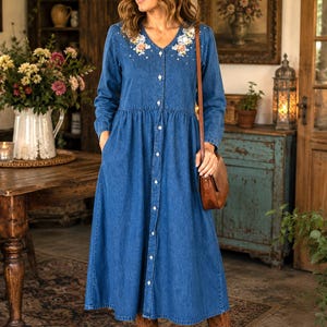 Denim Beaded Dress
