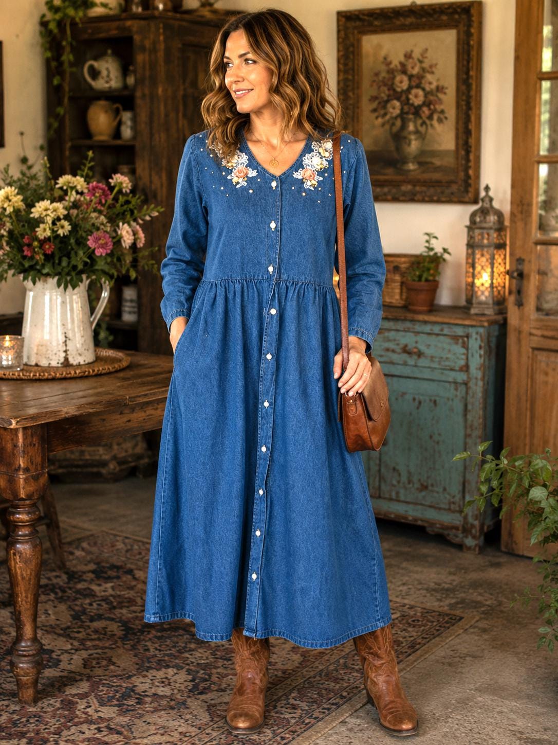 fitted long sleeve denim dress Womens dresses Size:43 (EU) / 10 (US) / 9 (UK) saleaw25 Janni Chiffon Maxi Dress a structured waist band