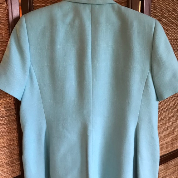 80s short-sleeved teal suit jacket women's size 1… - image 3
