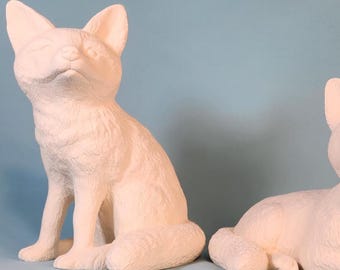 DIY Paintable Ceramic Woodland Fox Figurines - Craft Project for Home Decor & Art Enthusiasts