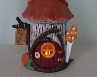 Fairy House -Butterfly Fairy House - Tealight Holder - Lighted Fairy House - Gift for little girl - Fairy Dwelling - Mothers Day Gift