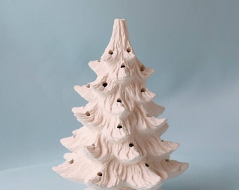 Vintage Style Lighted Christmas Tree 11 inch -  Bisque Christmas tree - DIY Christmas tree - Ready to paint Christmas tree