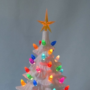 Beautiful White Vintage 11 Inch Classic Christmas Tree | Multicolor lights