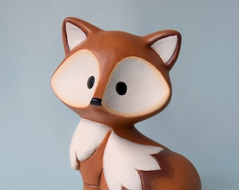 Ceramic Fox Small Size - For Fox Sake - Fox Home Decor - Woodland animal - Fox Baby Shower Decorations - Fox Baby gift - Cake Topper