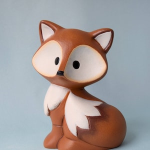 Adorable Ceramic Fox Figurine: Woodland Decor, Baby Shower Gift, Cake Topper, Home Accent