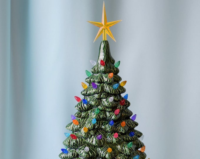 Ceramic Lighted Christmas Tree for a Windowsill - Xtra Large Slim Style ...
