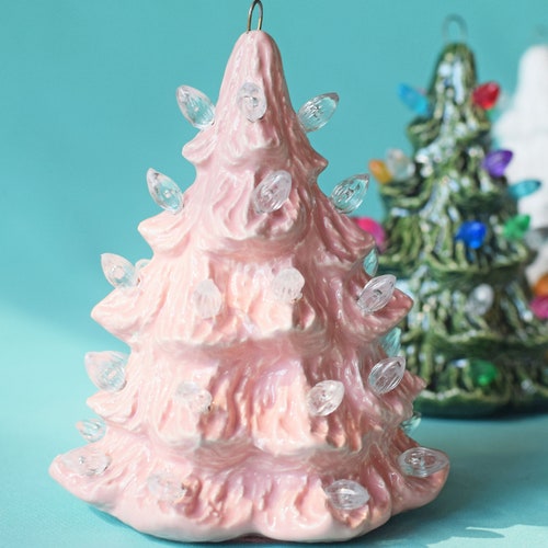 Mini Light Pink Ceramic Christmas Tree Ornament Tiny Pink Etsy