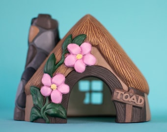 Ceramic Toad House - Hut - Toad Home - Fairy House - Flower House for Toad - Toad Sign - Magnolia House - Outdoor Decor - Toad Abode