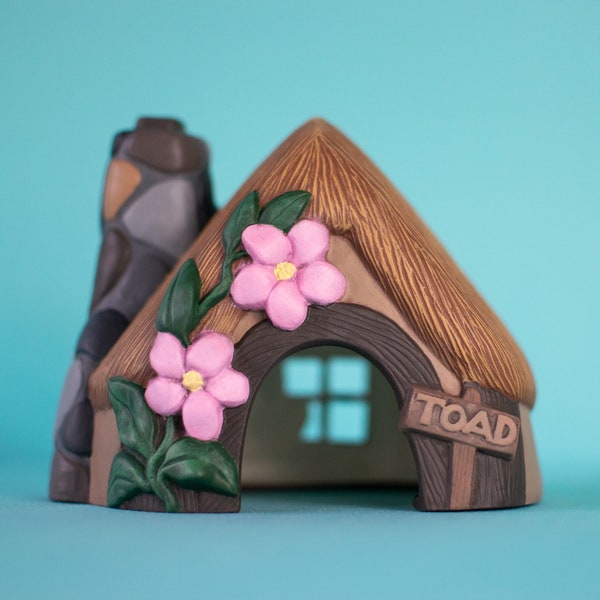 Ceramic Toad House - Hut - Toad Home - Fairy House - Flower House Toad - Toad Sign - Magnolia House - Outdoor Decor - Toad Abode | Yard Art