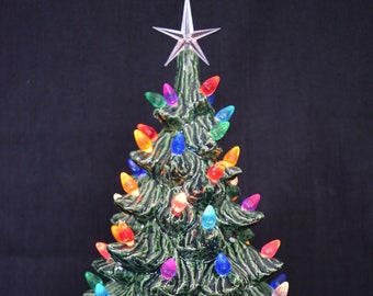 Vintage Style Lighted Christmas Tree - Medium size 11 inch size