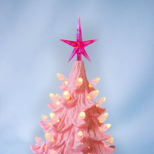 Pink Ceramic Christmas Tree - 8 Inches Tall