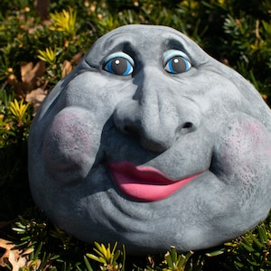 Whimsical Garden Stone Face Sculpture | Outdoor Yard Art Rock Decor | Aunt Betty Fraggle-Inspired