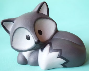 Baby Gray Fox - Ceramic Woodland Animal - Baby Shower Decor