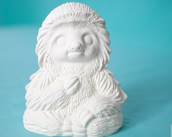 Sloth DIY Gift | Ready To Paint | Ceramic Bisque Animal | Garden Statue