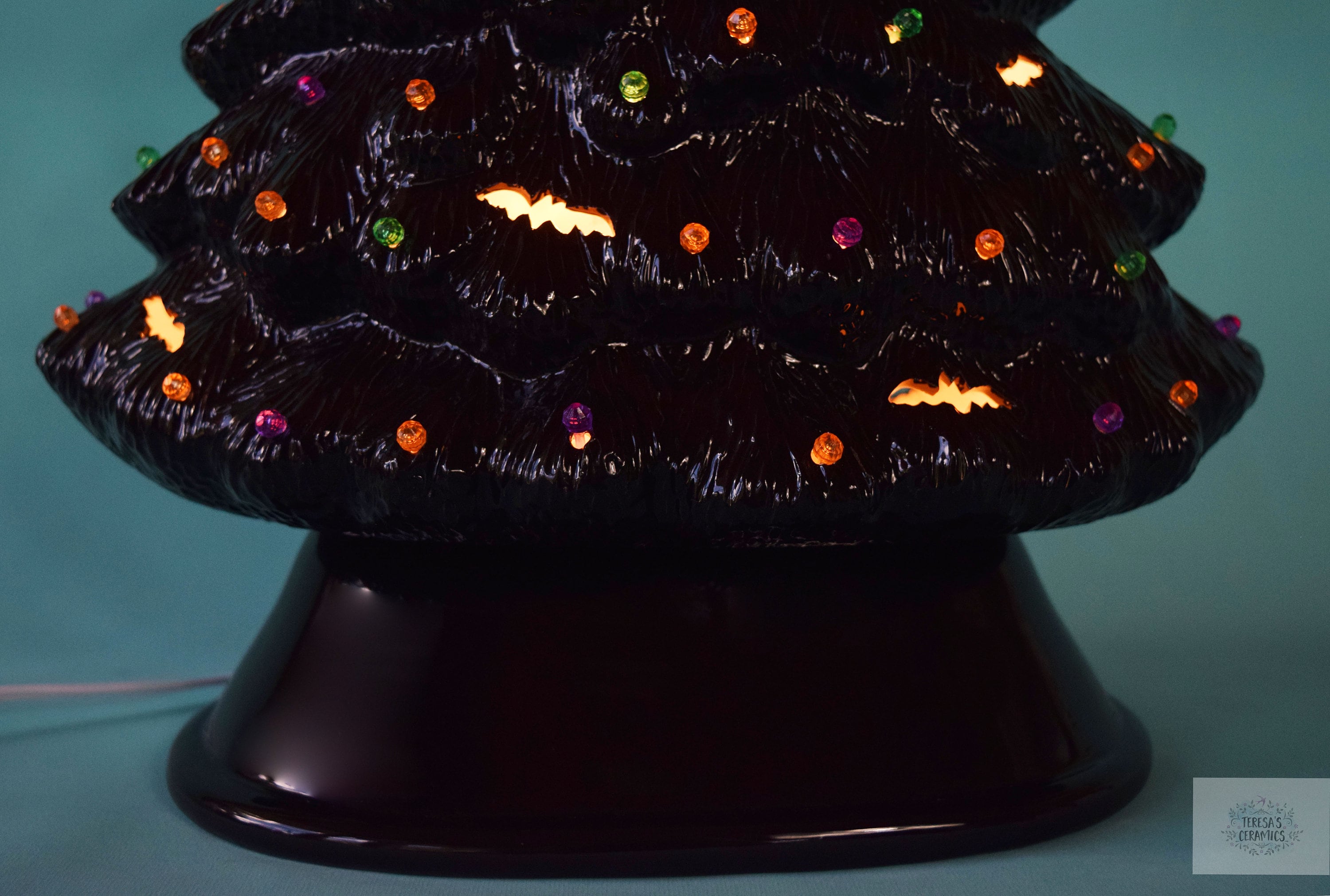 Spider Halloween Tree | Light up Ceramic Tree | Bat Cutouts - Etsy