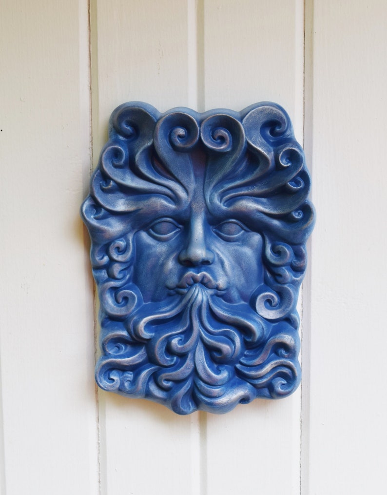 Garden Face plaque Yard Art Garden Decor Air Sign Aquarius Zodiac Wall Hanging Gift for Her Hanging Wall Art image 2