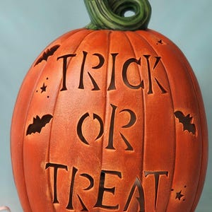 Beautiful Light up Trick or Treat Ceramic Pumpkin - Etsy