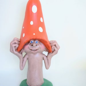 Mushroom Yard Art - Garden Decor Mushroom - Funny Mushroom Man - Mushroom With Polka Dots - Garden Decor -Orange Mushroom - Mothers day gift