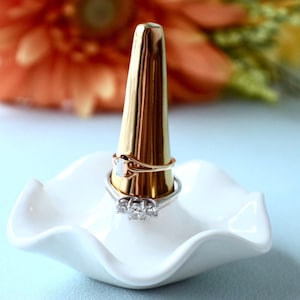 Wedding - Ring holder - Bridesmaid Gift - Maid of Honor - Bridal - Country Wedding - 24 Carat Gold - Ceramic Dish - Wedding Favor